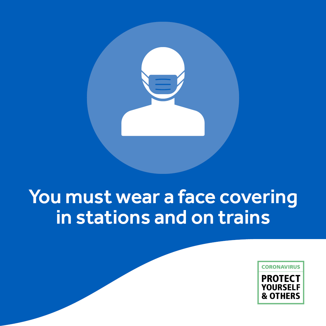 EastMidRailway's tweet image. To help keep you, other passengers and our staff safe, you must now wear a face covering inside our stations and on our trains. This change was announced by the Government and is in force from today. For more information visit: bit.ly/2ZwqKgt #EMRUpdate