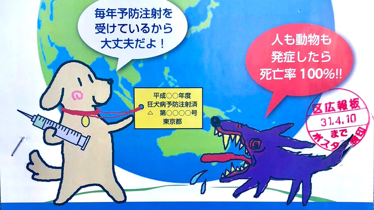 Anti-rabies characters on a sign near my house. 
