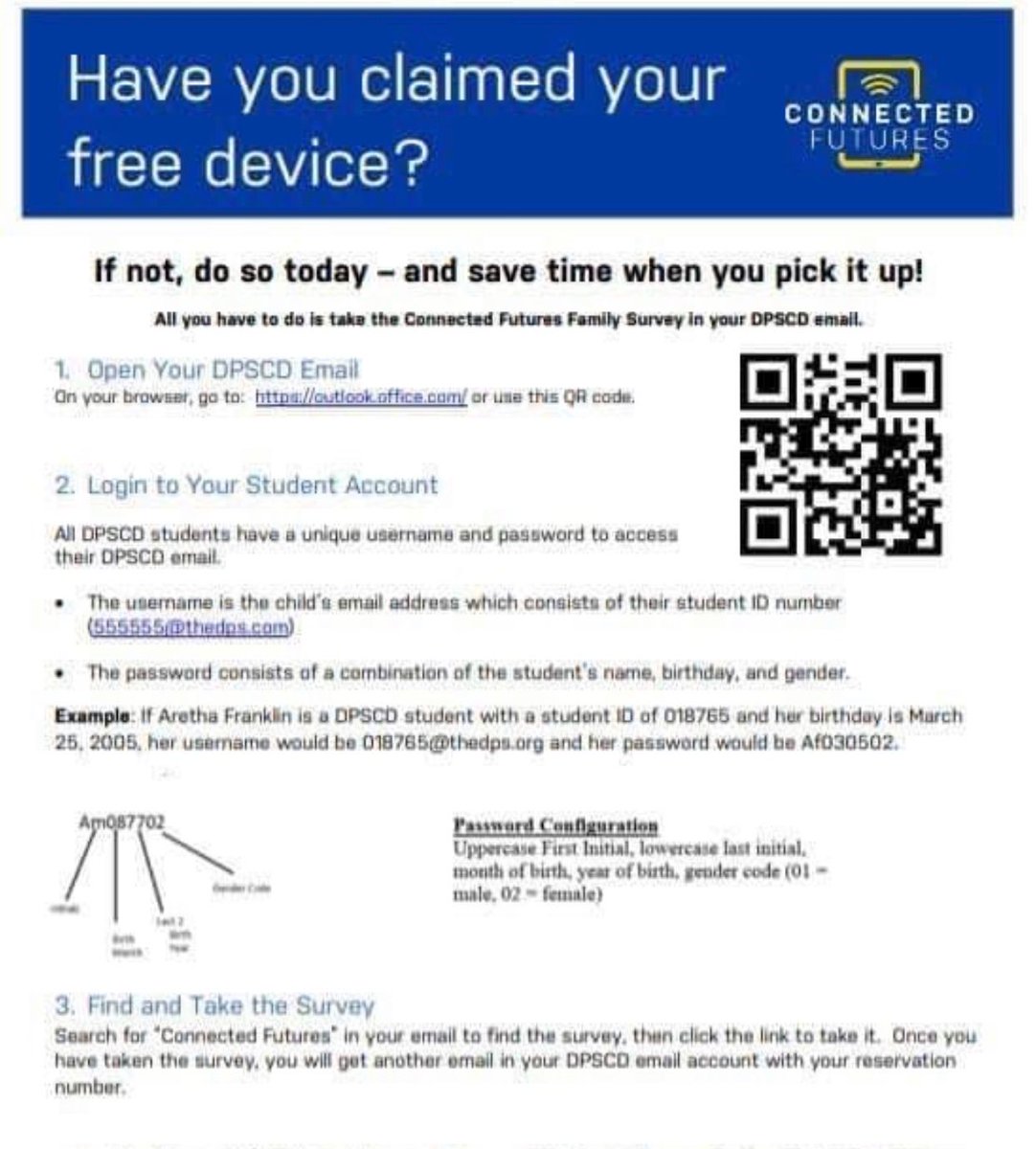 Having trouble accessing the survey?  Follow the instructions in this picture or call the school and someone will be happy to assist you! #NicholsScholars #connectedfutures #DPSCDProud