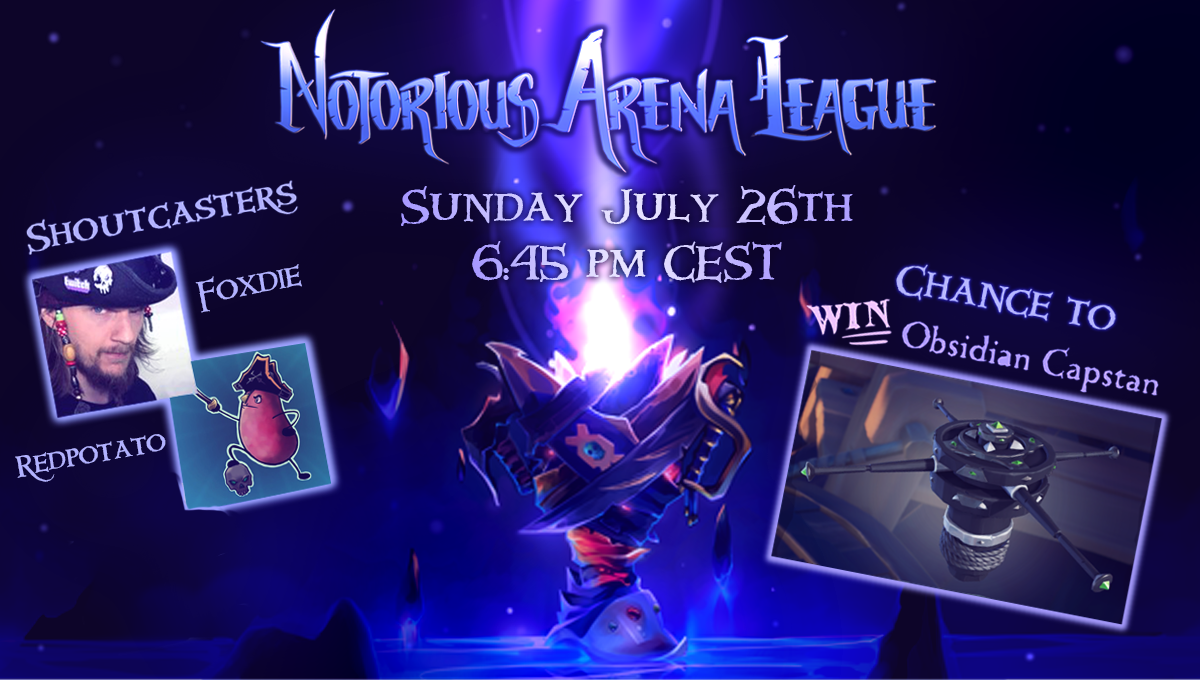 NotoriousArena's tweet photo. This Sunday marks the return of our EU League as we enter the final week of League Play before our upcomming finals! Our teams will be battling it out through intense combat for those 5 finale spots!
#SeaOfThieves #EUNAL #SoTArena https://t.co/vYIbPa1hBv
