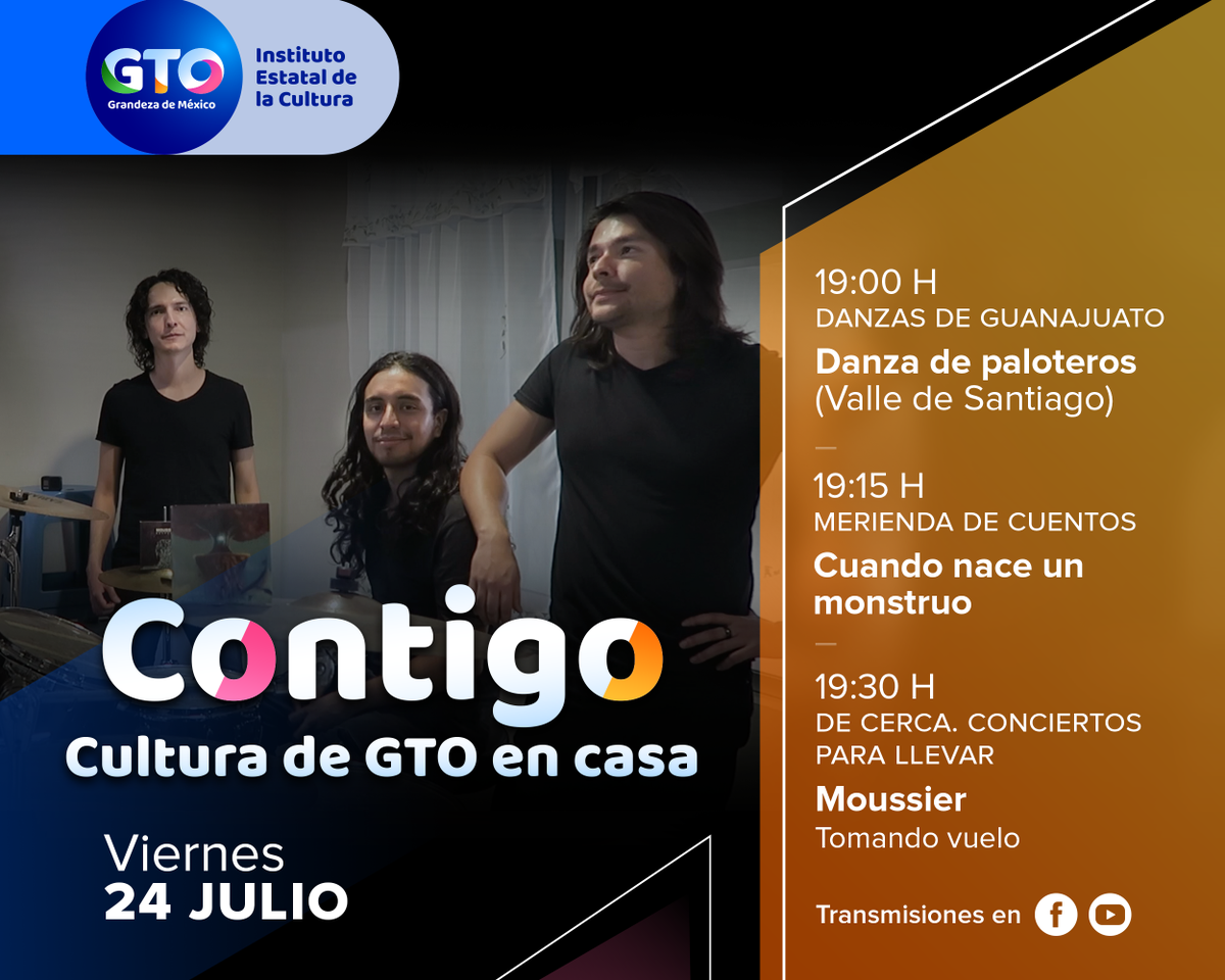 culturagobgente's tweet photo. Esta noche tenemos cita #Contigo. Disfruta de nuestros contenidos en línea, incluyendo el #ConciertoParaLlevar de @MoussierBand. Sigue la transmisión en nuestras redes. https://t.co/QySVAHpnqw