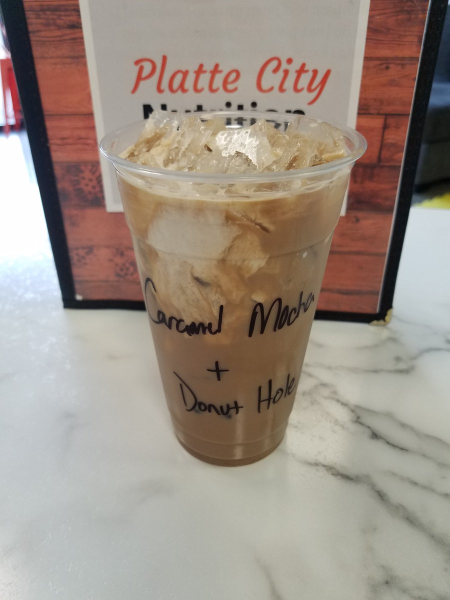 PC_Nutrition's tweet photo. Belly fat burning donut hole on top of a 15g protein Iced Coffee! Special today only. We are here until 4 pm! https://t.co/EYrbWNGP1F