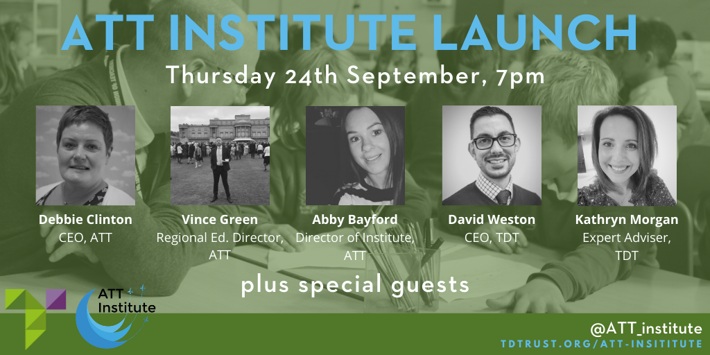 TeacherDevTrust's tweet image. Join us online this September as we host the @ATT_institute launch and learn more about nurturing people development across the trust with @hm1963 @ATT_REDSW @informed_edu @KLMorgan_2 and many more! Register: bit.ly/3hB6eTo
