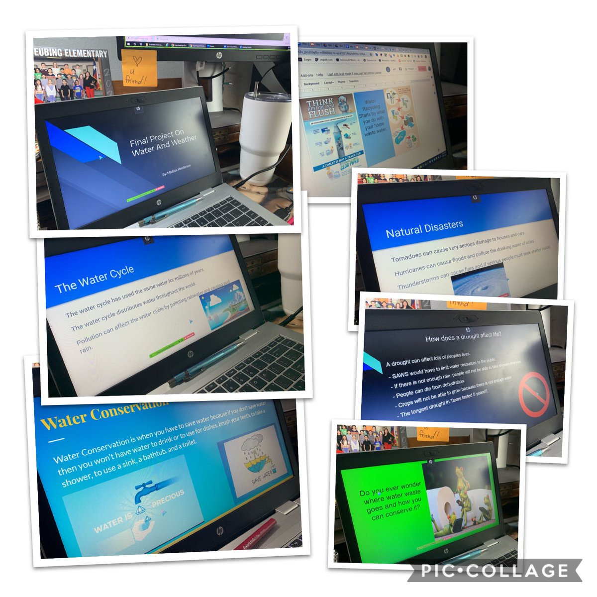 rosemarylara96's tweet photo. Last Day of #ProjectBased #2020SummerSchool! Ss all chose to create slide presentations, some for the first time! Water Conservation, Water/Weather & Waste Management were the topics picked! #ChoiceLearning @NISD @vparker1993 @MySAWS https://t.co/IUjf7YkDp7