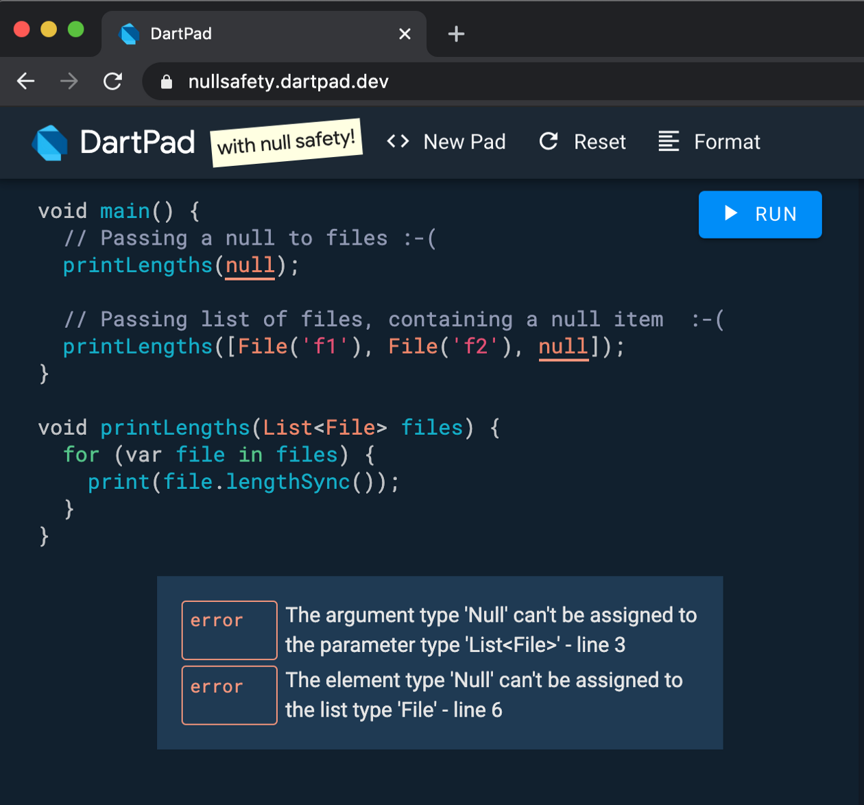 Dart Language Null Safety Is The Largest Change We Ve Made To Dart Since We Replaced The Original Unsound Optional Type System With A Sound Static Type System In Dart 2 0