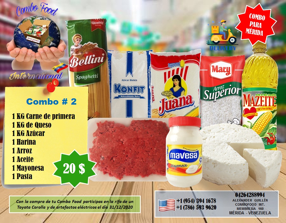 HoyEnMerida's tweet photo. Desde cualquier parte del mundo, hazle llegar a tu familia los mejores combos de alimentos directo a su hogar. ¡Sorpréndelos desde la distancia! Responsabilidad y puntualidad. #ComboFoodInternacional #ComboFood #MercadoEnLinea #OnLine #Combo #Alimentos #Mérida #Venezuela https://t.co/ZOUU8do7JL