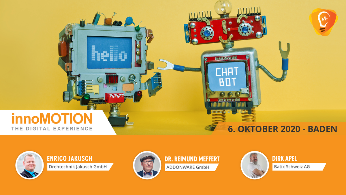 BatixCH's tweet photo. SAVE THE DATE! 📆
Am 6. Oktober 2020 findet in Baden zum ersten Mal die innoMOTION statt und wir sind dabei.✅
Das umfangreiche Programm und alle Informationen zu dem Event finden Sie unter https://t.co/YmG7pq0EsU

#innomotion #Event #digitalisierung #Smart #KMU https://t.co/fNzoXnTSLh
