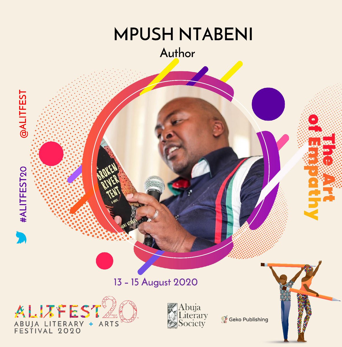 alitfest's tweet photo. Mpush Ntabeni's (@mpushntabeni) debut novel, 'Broken River Tent' won the 2019 University of Johannesburg Debut Prize.

Join him at #ALitFest20 from 13 - 15 August.

#ALitFest #ALitFestGuests #TheArtofEmpathy https://t.co/Y2LLCPrW1S