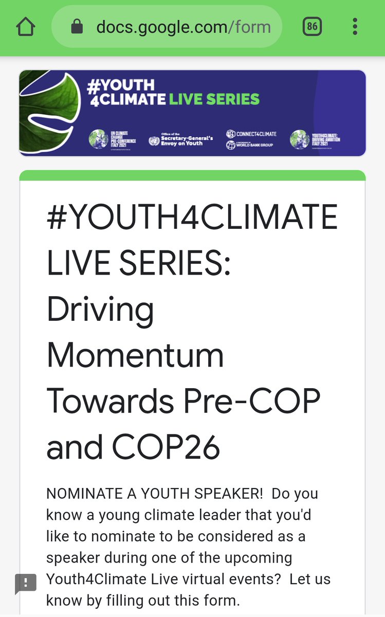 GoodnessDk's tweet photo. Join me to nominate a young #ClimateActor to speak at #Youth4Climate monthly events.
Please use this link to nominate @adebotes to represent Nigeria at #COP26 https://t.co/ikkDViPv0w
For details kindly send a DM. https://t.co/UmxIr84SS1