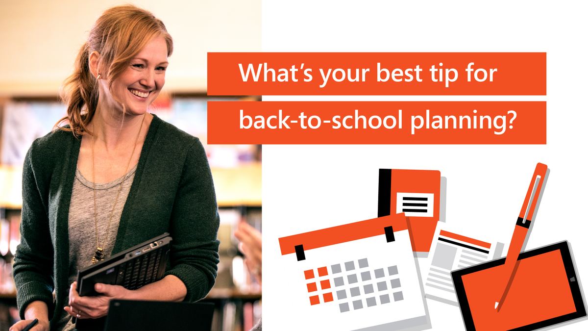 MicrosoftEDU's tweet image. Roll call! 📣 Who’s here to swap some back-to-school tips? ✋
 
Reply below to share planning resources, first-day activities, and advice for #HybridLearning.