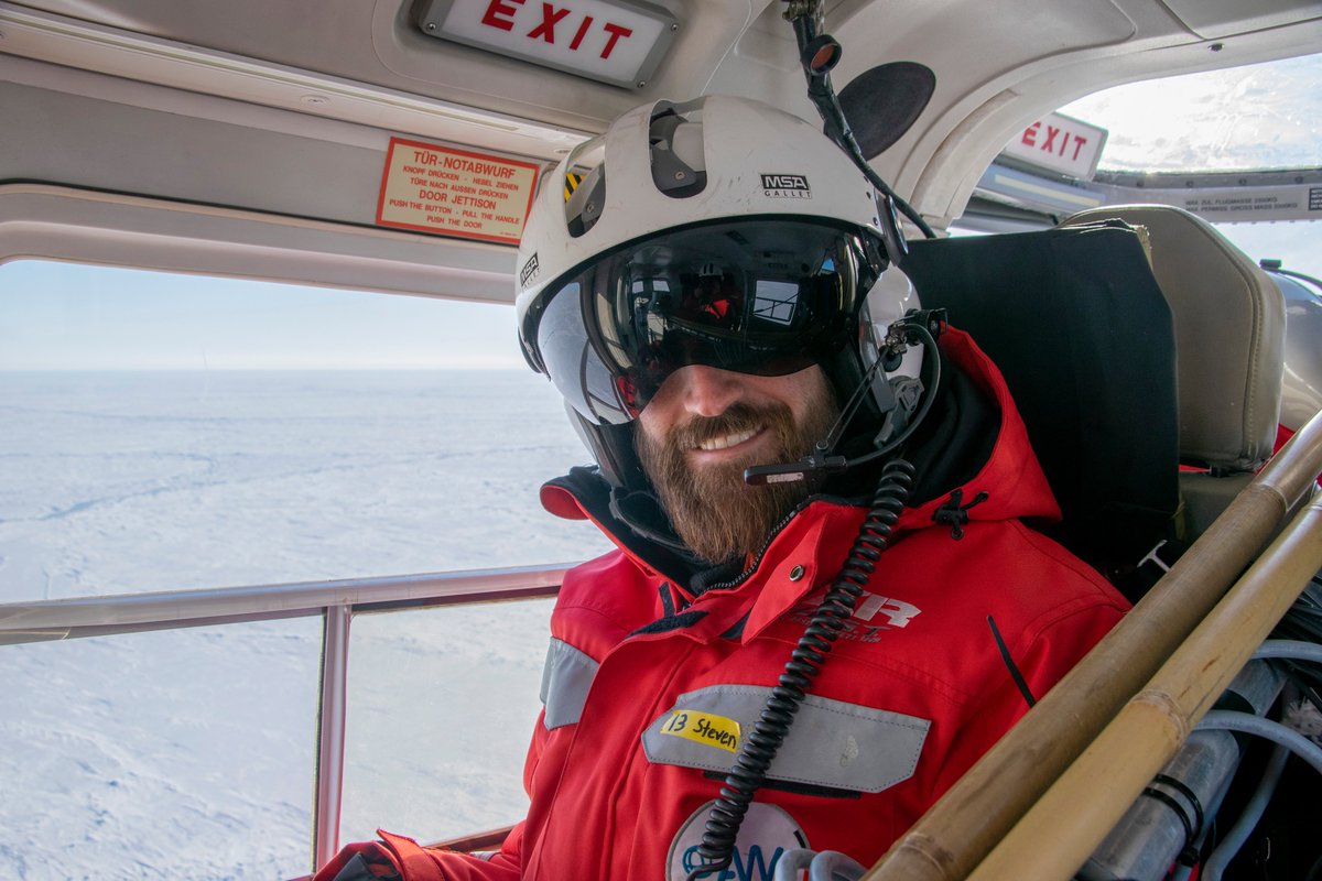 AGU_Cryo's tweet photo. It’s #FieldworkFriday! Today we feature @steven_fons (PhD candidate @UofMaryland). This satellite scientist ventured out to join leg 3 of @MOSAiCArctic, where he drilled sea ice cores, grew a wicked expedition beard, and collected data to help validate @NASA’s ICESat-2 satellite. https://t.co/Vr38tJRuRL