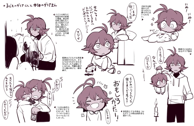 子ダリアちゃんの出自についてはこれの左上にさらっと描いたんですけど、元は死にかけの胎児だったんですよね。精神以外はオリジナルにそっくり。 