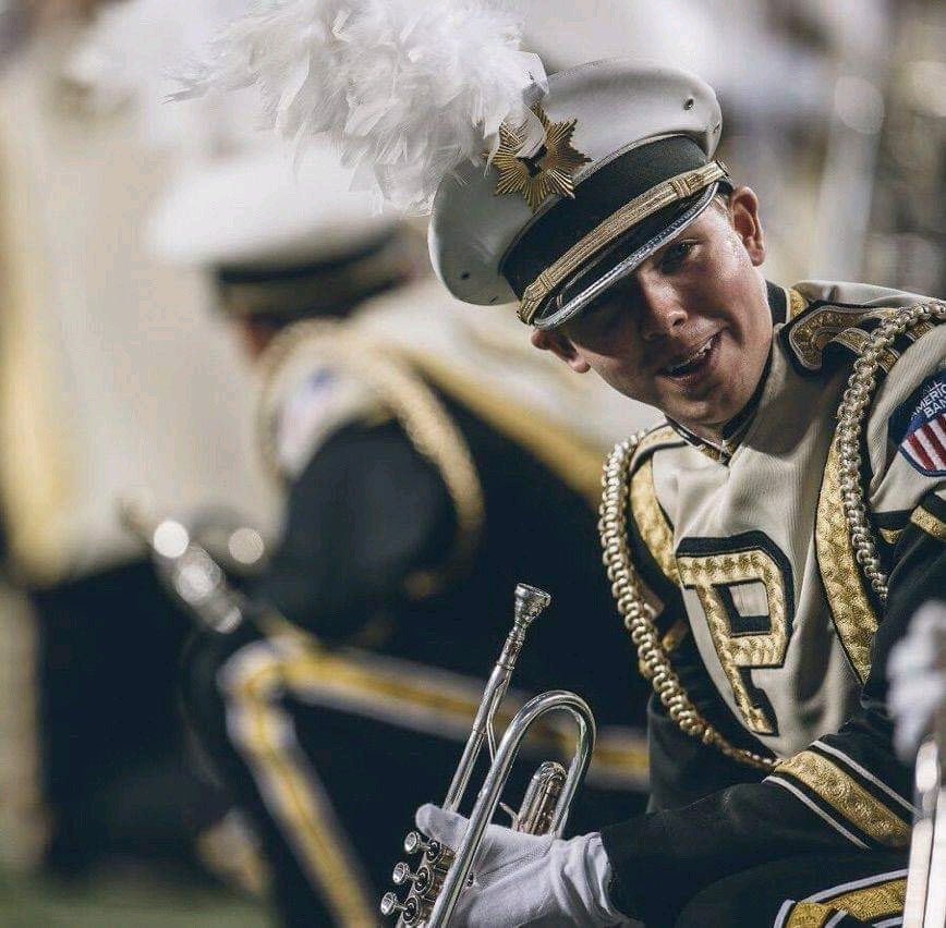 PurdueTPTs's tweet photo. Band camp is in 24 days, so it’s time to hype it up with Jackson Honnold! With a major in Industrial Engineering and a minor in Stats, Jackson marched from 2015-2019. His favorite part of band camp was meeting all of the new people and seeing his old friends after the summer! 🎺 https://t.co/0aHU09p5X5