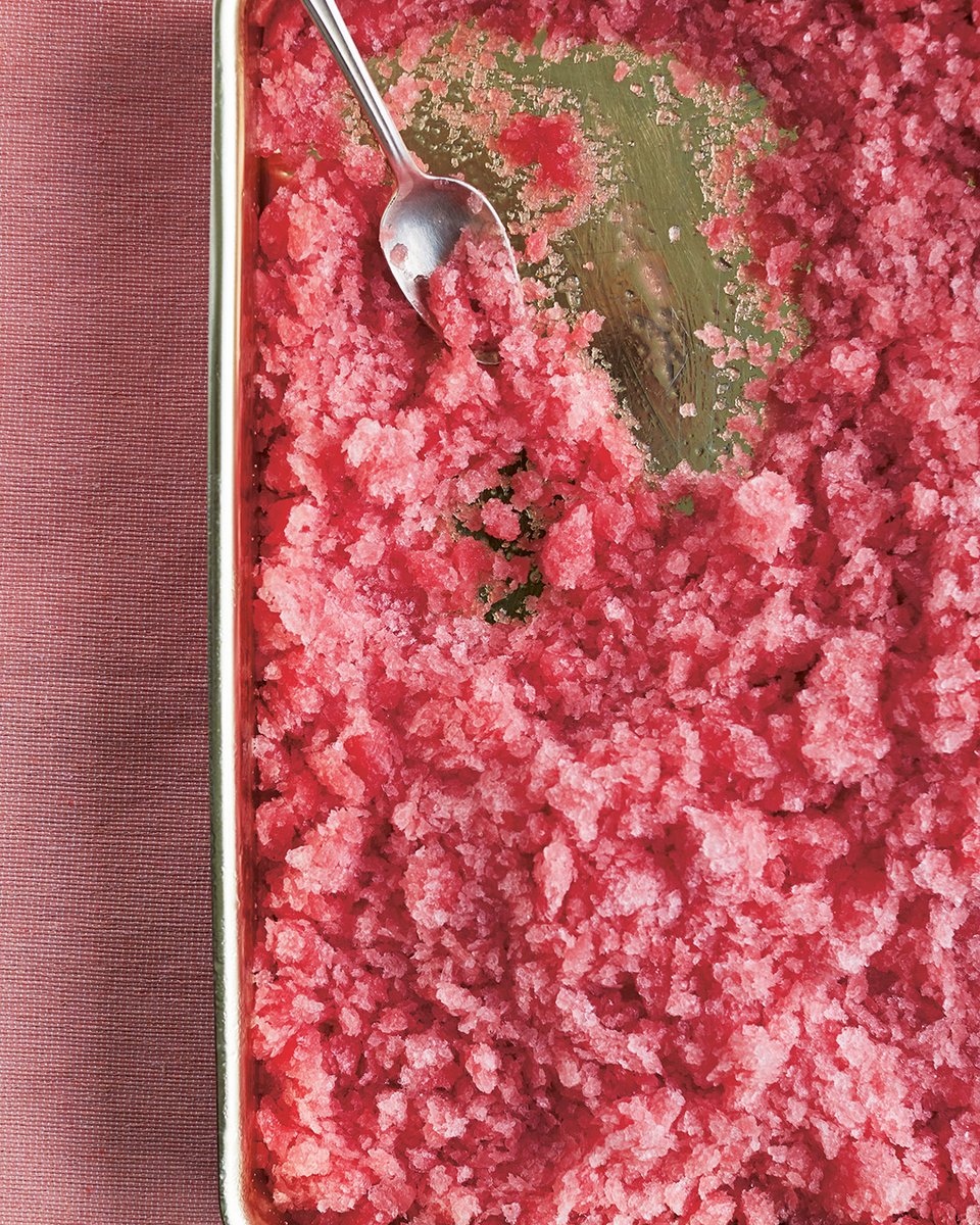 Cold, slushy spoonfuls of watermelon granita is a preferred method of cooling down on a hot and sticky day. 🍉 <a href="/WhitneyOtawka/">Whitney M. Otawka</a>'s recipe from THE SALTWATER TABLE is inspired by Mexican candies from her childhood. Get it on our blog today! #RecipeFriday bit.ly/39oRvYE