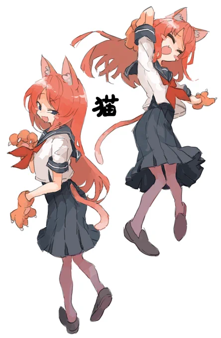 好きすぎて制服獣耳ばかり描いてる 