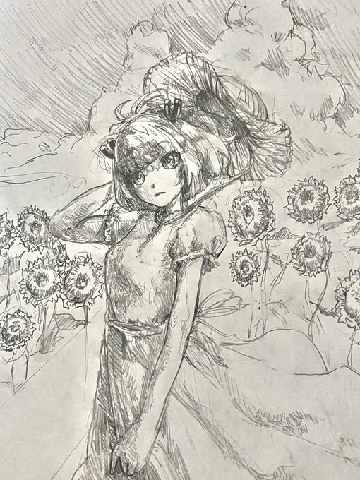 #磁っとみて 
ワンピースと麦わら帽子をつけた磁富 