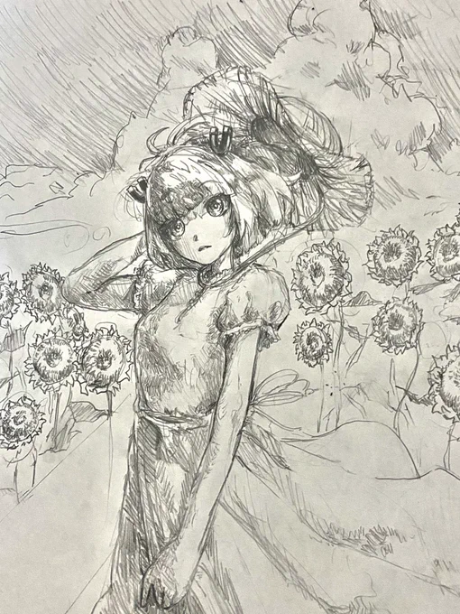 #磁っとみて 
ワンピースと麦わら帽子をつけた磁富 