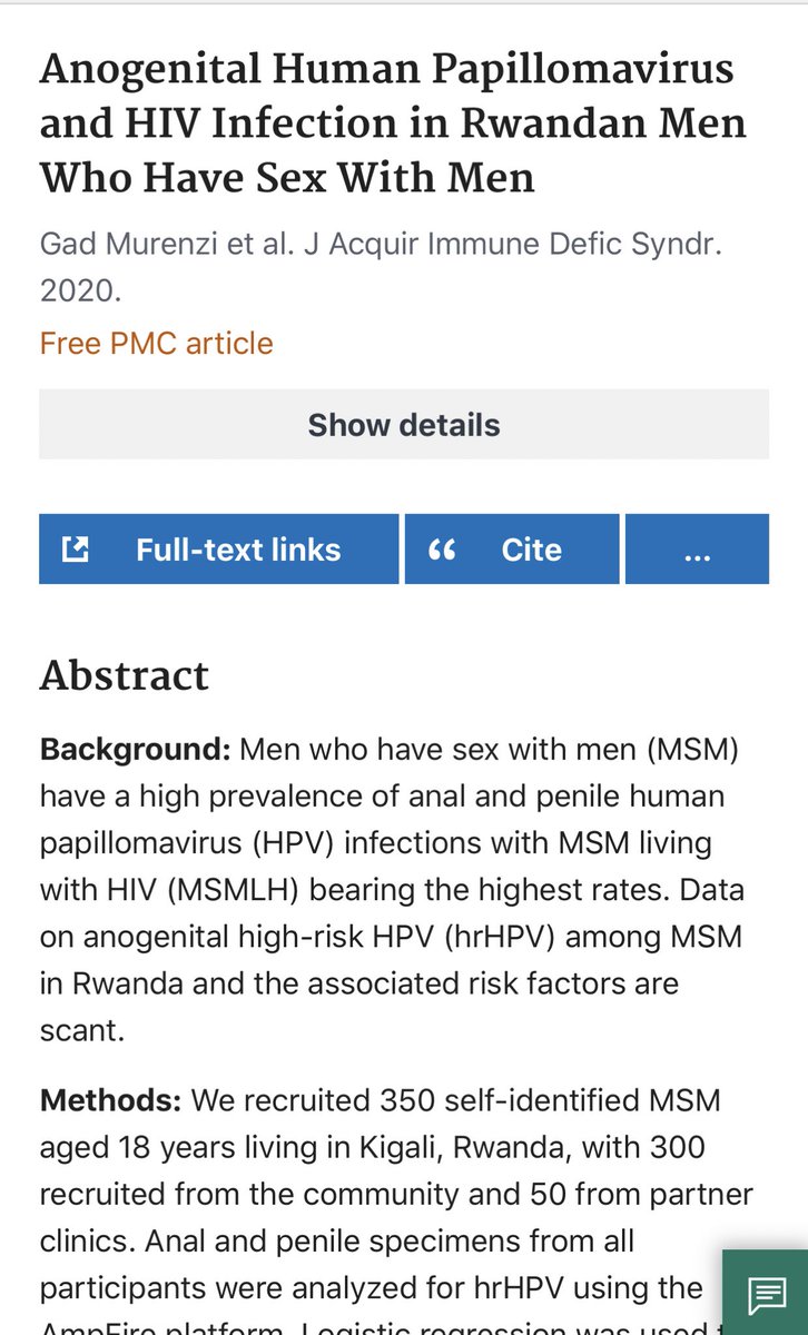 Rubagumyaf's tweet image. My colleague @GadMurenzi just published this important paper!
MSM in Rwanda with high HPV infection! If not cleared- we are looking at penile ,oral and anal recital cancers in coming years!