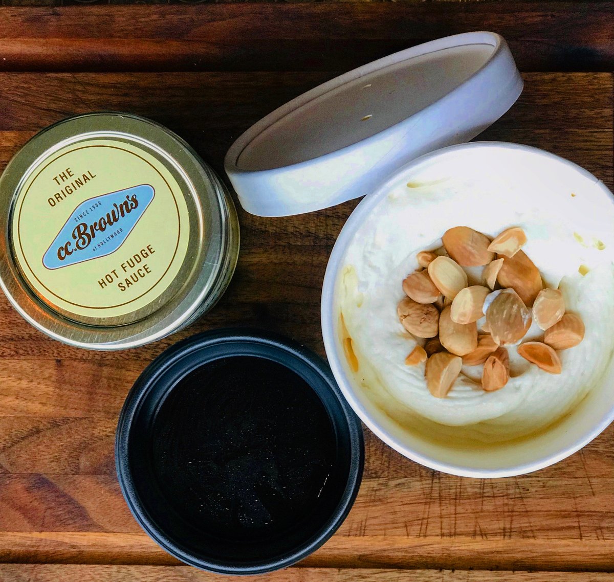 SideDoorCH's tweet photo. Happy #NationalHotFudgeSundaeDay! Let's celebrate with our C.C. Brown’s Hot Fudge Sundae to-go as a pint of ice cream. Vanilla ice cream, whipped cream, almonds and then hot fudge on the side to pour over. Place your orders here: https://t.co/ohjPcdeO33 https://t.co/ZTVYpyqtcQ