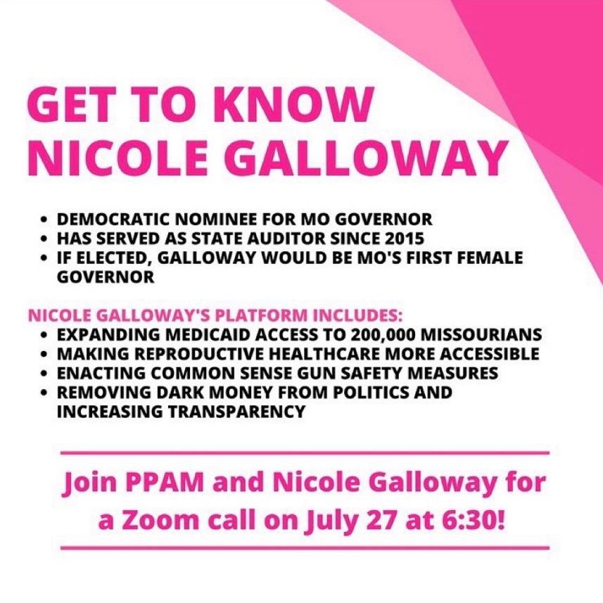 Don’t miss this opportunity: Join <a href="/ppadvocatesmiz/">PP Advocates of Mizzou</a> on Monday 7/27 for a discussion with Missouri’s next governor, <a href="/nicolergalloway/">Nicole Galloway</a>!

RSVP: bit.ly/3fUywYk

#MoGov #MoLeg #WeDecide2020
