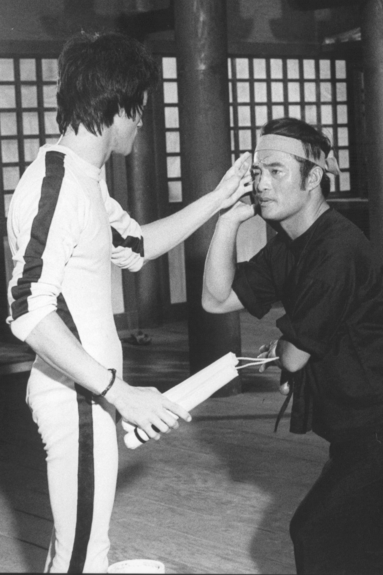  Happy Birthday to Dan Inosanto (pictured here on set with Bruce rehearsing their epic scene for Game of Death ). 