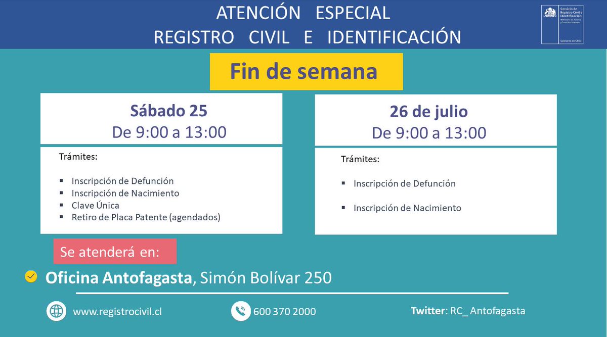Registro Civil Antofagasta tweet media