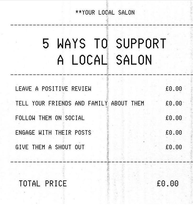 AdvProSalon's tweet photo. How much do we applaud this? Salons across the UK are now open making their clients look and feel fabulous. So we all need to do our bit to love and support them back! https://t.co/sj9U0TuXPJ