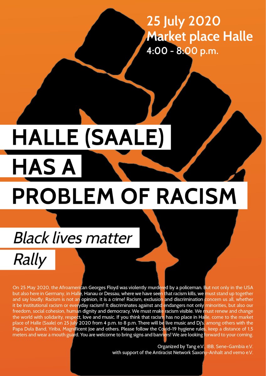CommonVoicesCX's tweet photo. Das Thema #Rassismus wird auch am kommenden Samstag Thema einer #Blacklivesmatter Kundgebung in #Halle sein. Wir werden berichten. https://t.co/suAxhd4pS0 https://t.co/cH43MtDuOh