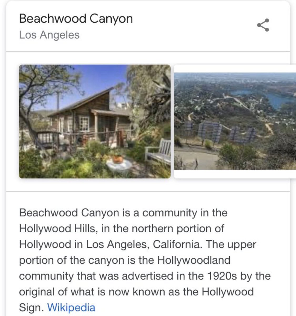 — CANYON MOONThe neighborhood Camille lives in LA it’s called “Beachwood Canyon”.Yes, Beachwood like the café and Canyon as in Canyon Moon. He was not talking about an actual Canyon.