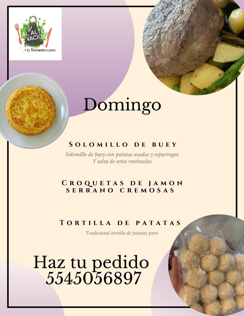 VacioAlto's tweet photo. Haz tu pedido para este domingo #QuedateEnCasa #mexico #Foodie #fooddelivery #comidaparallevar #cdmx #tortilladepatatas #croquetas #foodporn #food https://t.co/mG6ioD6IZc