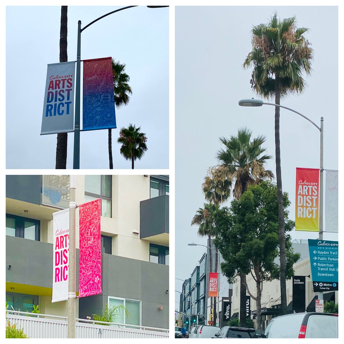 CharlieCoTV's tweet photo. Great to see the new Culver City Arts District banners up! Proud to have been the branding and design partner once again. @CCArtsDistrict #design #branding https://t.co/1TxKYlNvVv