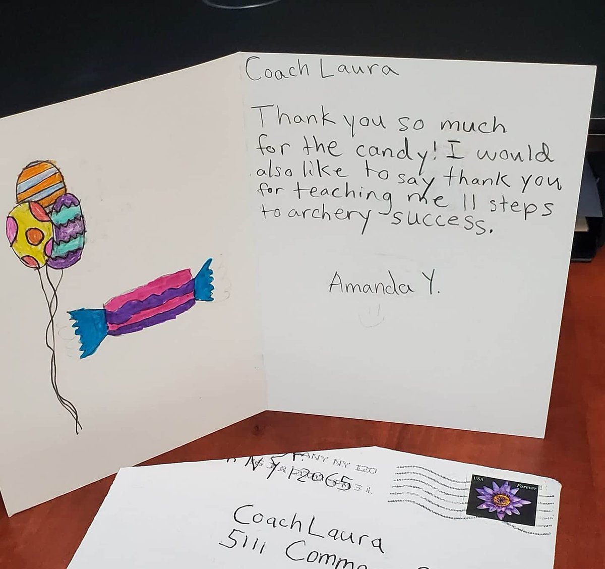 naspschools's tweet photo. #kynasp #naspschools - (from Laura Higgins Parrish) - "This is why I coach archery.....had a sweet young 4th grader from New York attend my virtual class and send me this thank you. I am blessed to be a coach!" https://t.co/UQVc3iCa4M