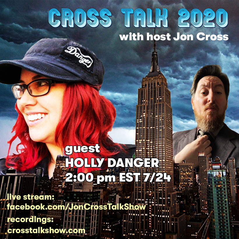 JOIN US IN AN HOUR LIVE HERE: facebook.com/JonCrossTalkSh… for our conversation with video artist, VJ, gallery owner and more - the extraordinarily talented <a href="/hollydanger/">hollydanger</a> 
#live #chatshow #video #art #creative #VJ #interview