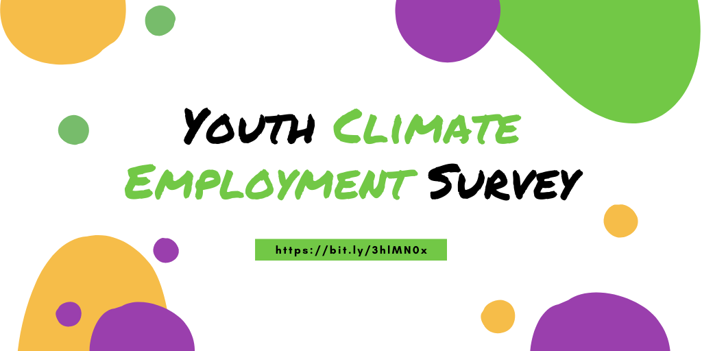 YouthClimateLab's tweet photo. 📣 Youth unemployment is at a record high. What does COVID-19 recovery mean for climate action and good jobs for youth? Help us find out by taking this survey to help inform better support for youth-focused climate employment. 

👉🏼 https://t.co/akygvkwfFg https://t.co/PkXNZLod17