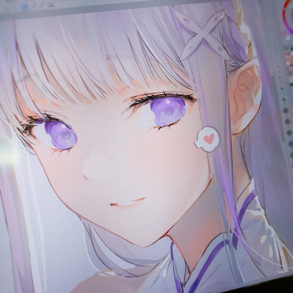 emilia (re:zero) 1girl purple eyes solo bangs long hair hair ornament portrait  illustration images