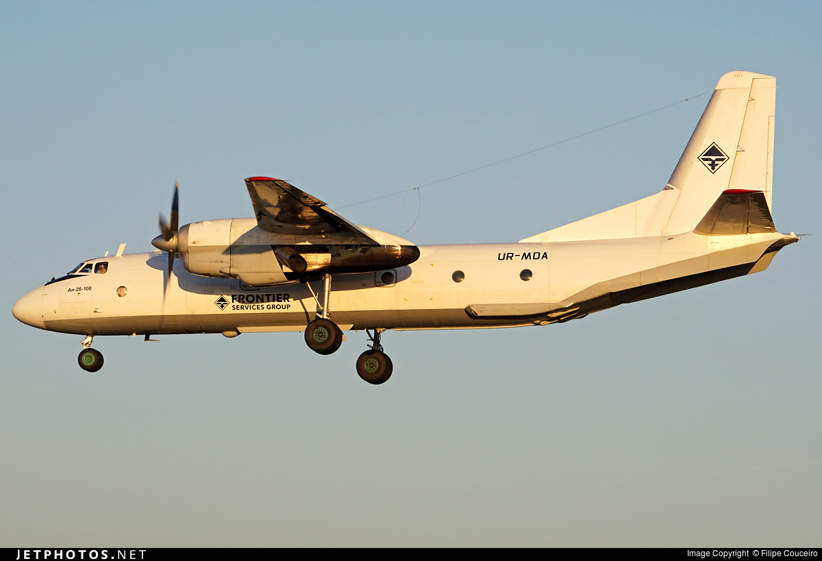 UR MDA is a nice aircraft. The AN 26-200 had a nice Frontier Services Group logo on the tail in hopes of getting legitimate work in Africa. Then it was locked down on a runway in Amman and passed around like a Russian cigarette. Now renumbered inside Aero Pioneer.  #HardToHide