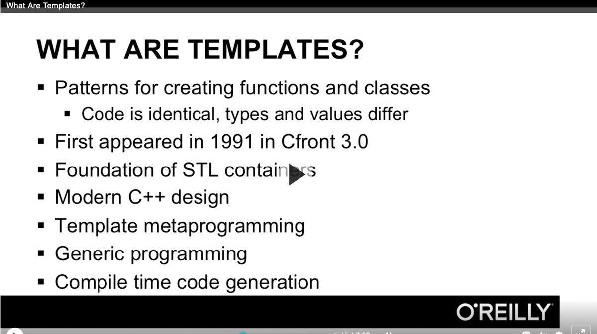 Trying to learn concurrency patterns in C++ and realizing I don't know enough about templates to make it worthwhile. Down the rabbit hole we go <a href="/OReillyMedia/">O'Reilly Media</a>
