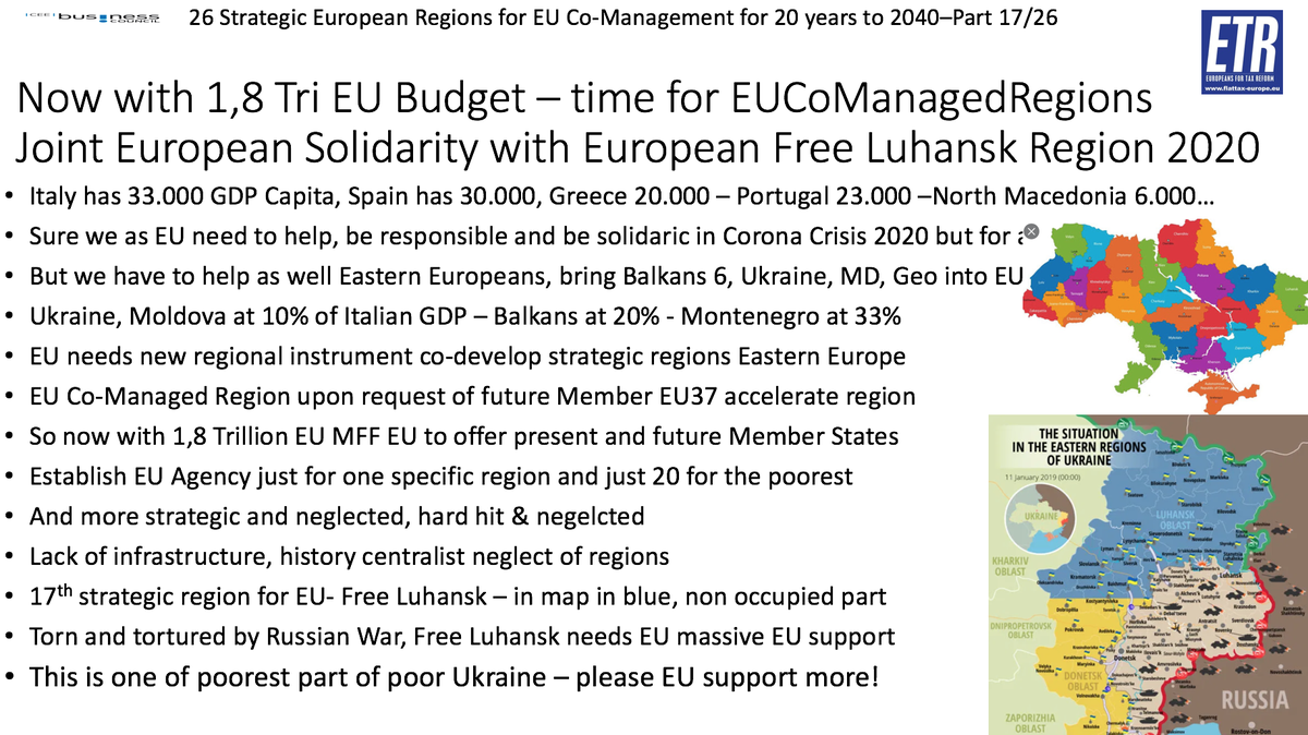 GunterFehlinger's tweet photo. @Zourabichvili_S @vonderleyen @eucopresident @EP_President @EU_Commission @EUWB6_TCT @Transport_EU @AdinaValean @EUCouncil @EZaharievaMFA @SMuresan @BogdanAurescu @MevlutCavusoglu @DmytroKuleba @ZelenskyyUa @EmmanuelMacron @AngelaMerkeICDU @Markus_Soeder @MinPres @GiuseppeConteIT @sanchezcastejon @SwedishPM @MorawieckiM @KlausIohannis @ctrcenter @UA_EUMission @Kabmin_UA_e @HillaryClinton @JoeBiden @TimmermansEU @Lagarde @prezydentpl @PLPermRepEU @AndrejBabis @CzechMFA @_miniszterelnok @zoltanspox @ManfredWeber @ElisaFerreiraEC @ediramaal @florincitu ETR calls @ElisaFerreiraEC to support #FreeLuhansk as #EUCoManagedRegion @ZelenskyyUa @DmytroKuleba @Denys_Shmyhal @poroshenko @svitlanaza @UA_EUMission @MFA_Ukraine make it a European priority as #EUCoManagedRegion @EU_CoR https://t.co/AjRwHtGX28