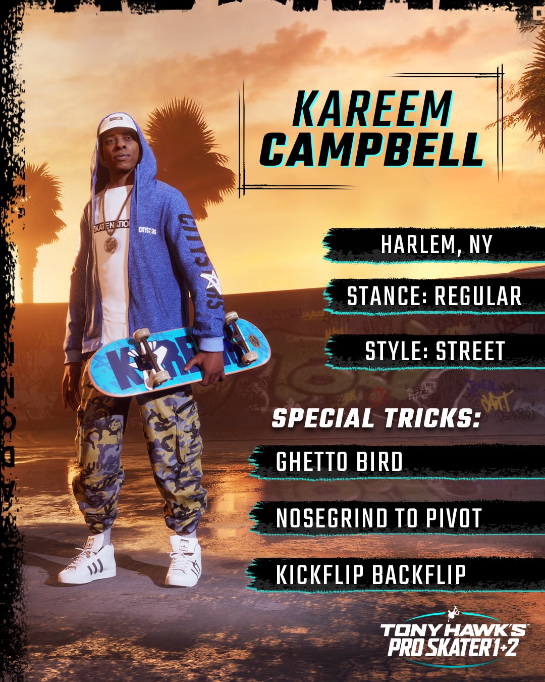 Tony Hawk's Pro Skater 1 and 2 on Twitter: "Who's favorite skater from #THPS  was @kareemcampbell? 🛹 Who can't want to land a Ghetto Bird?  https://t.co/ozvGAN0jUj" / Twitter
