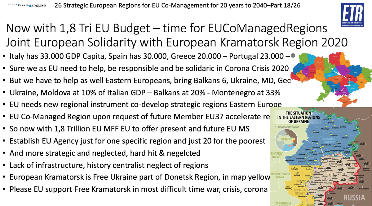 GunterFehlinger's tweet photo. @Zourabichvili_S @vonderleyen @eucopresident @EP_President @EU_Commission @EUWB6_TCT @Transport_EU @AdinaValean @EUCouncil @EZaharievaMFA @SMuresan @BogdanAurescu @MevlutCavusoglu @DmytroKuleba @ZelenskyyUa @EmmanuelMacron @AngelaMerkeICDU @Markus_Soeder @MinPres @GiuseppeConteIT @sanchezcastejon @SwedishPM @MorawieckiM @KlausIohannis @ctrcenter @UA_EUMission @Kabmin_UA_e @HillaryClinton @JoeBiden @TimmermansEU @Lagarde @prezydentpl @PLPermRepEU @AndrejBabis @CzechMFA @_miniszterelnok @zoltanspox @ManfredWeber @ElisaFerreiraEC @ediramaal @florincitu @Denys_Shmyhal @poroshenko @svitlanaza @MFA_Ukraine #ETR calls @ElisaFerreiraEC to support #EuropeanKramatorsk as #EUCoManagedRegion @ZelenskyyUa @DmytroKuleba @UA_Analytica 18/26 of strategic regions to support fully now @JHahnEU https://t.co/hKubSduuEO