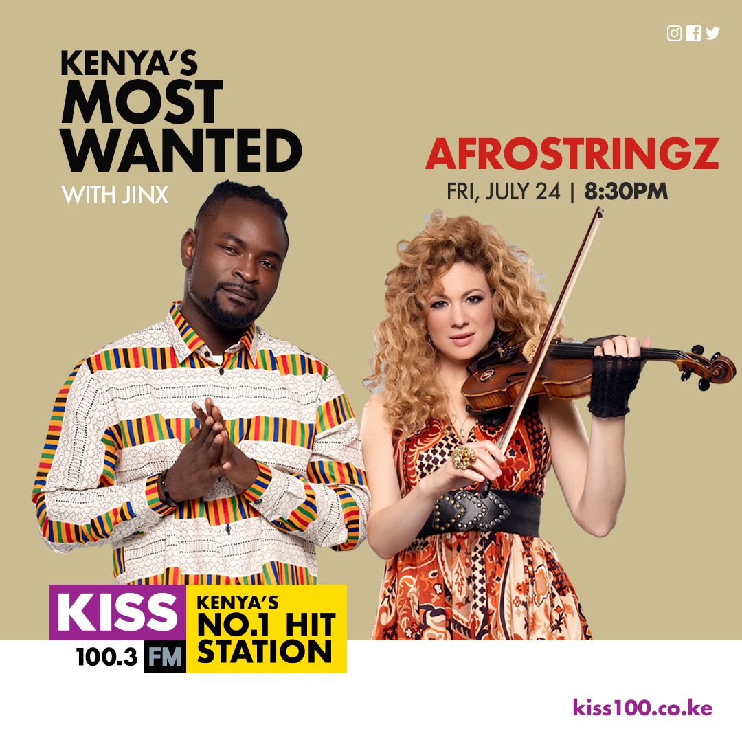 Kiss100kenya's tweet photo. Catch @afrostringz now on #KenyasMostWanted with @JinxLike 
Their afroRemix version of Trap Queen by Fetty Wap is out, you'll definitely get a taste of it on the show. Tune in. #JinxOnKISS https://t.co/EUcwl3kkQC