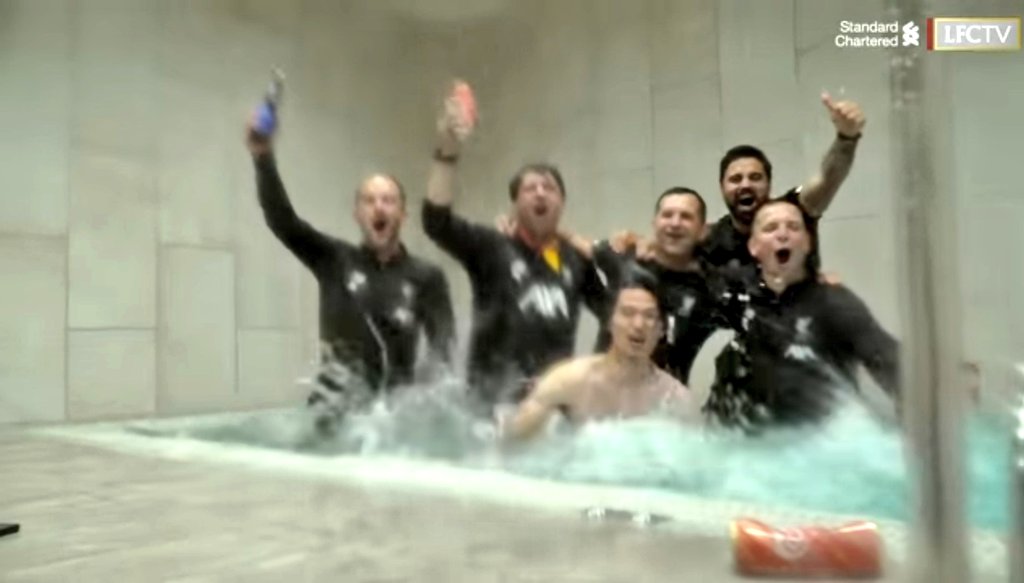 LFC_obsessed8's tweet photo. Was wondering why Taki wasn't in the first pic, guess he was in the tub with the coaching staffs. 😅👍👍
Good to see him enjoying himself. 👍👍
#InsideAnfield
#LFCchampions
#YNWA https://t.co/eu6Xvv723v