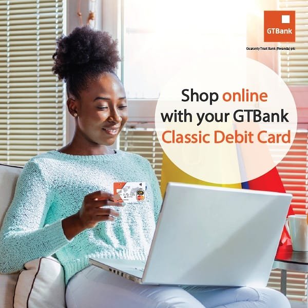 GTBankRW's tweet photo. Purchase items from local or international e-commerce platforms at your convenience with your GTBank Classic Debit Card. #OnlinePurchasing #Ecommerce #GTBankCards #GTBankRW https://t.co/WW09ITZjmx