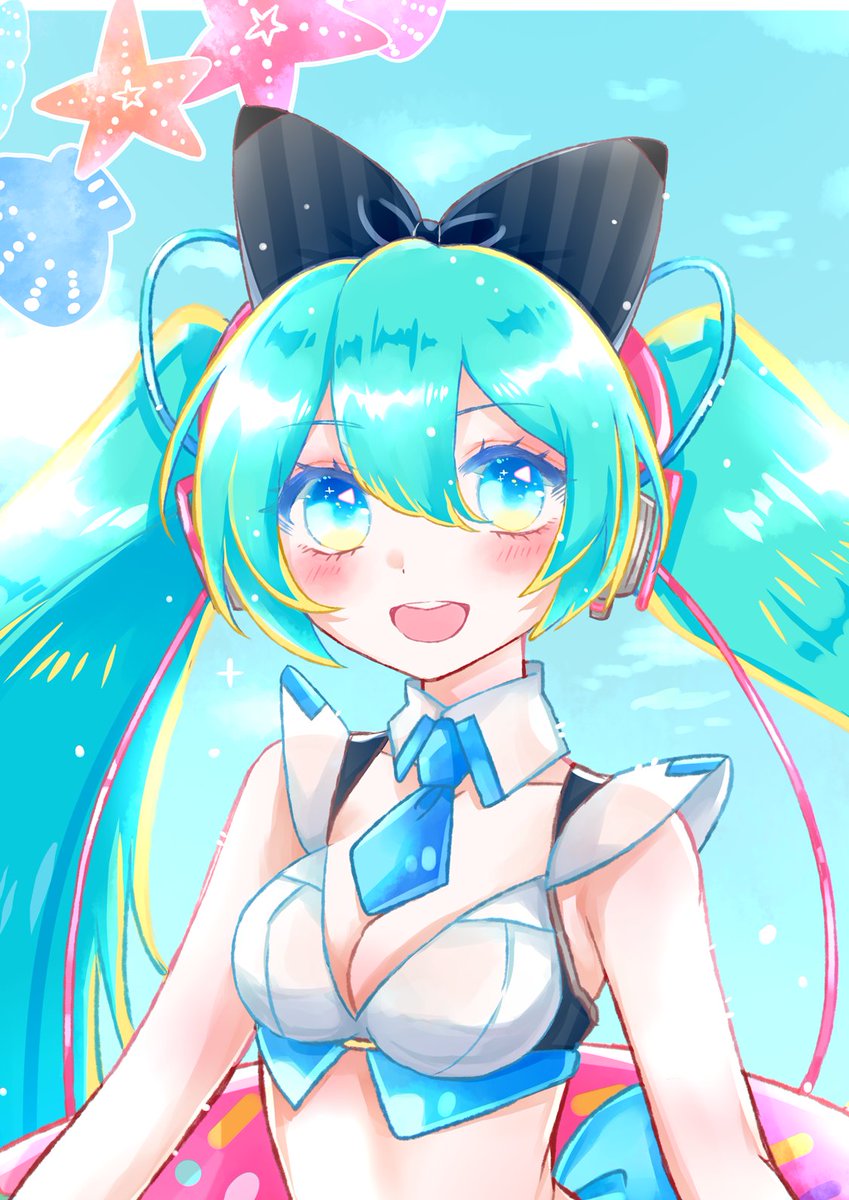 初音ミク 「今日はマジカルミライ2016ミクさんを
水着スタイルで描いてみました_(._.)」|⛩ 茶々。⛩のイラスト