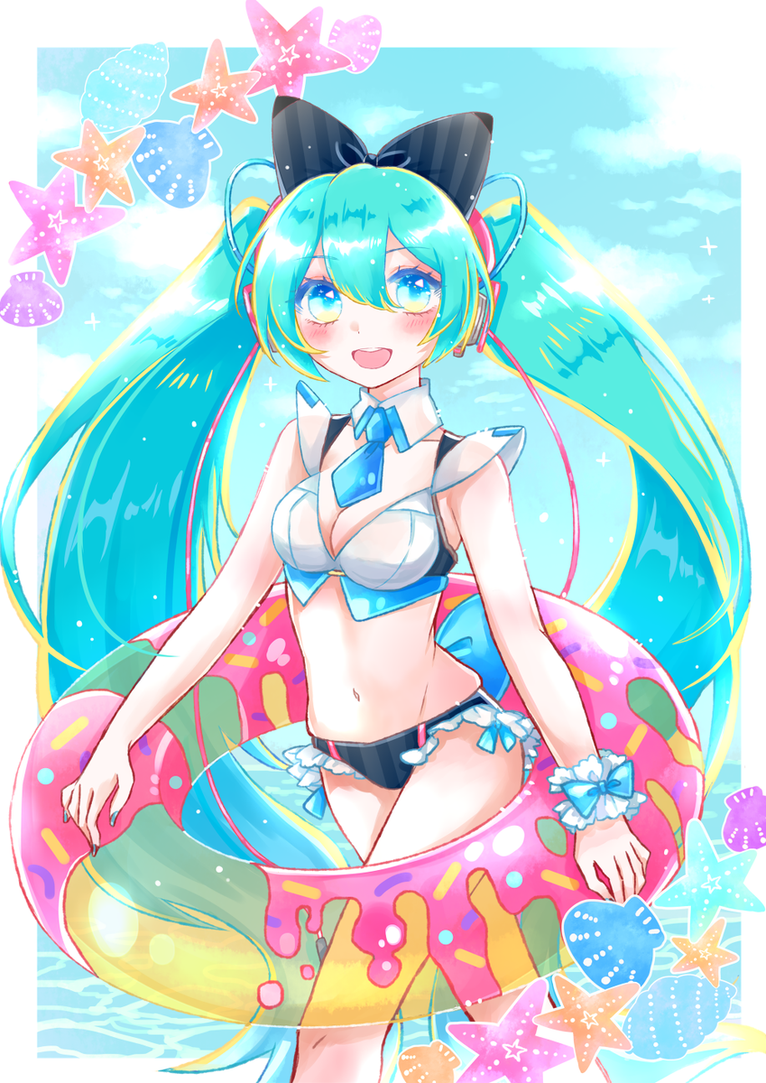 初音ミク 「今日はマジカルミライ2016ミクさんを
水着スタイルで描いてみました_(._.)」|⛩ 茶々。⛩のイラスト