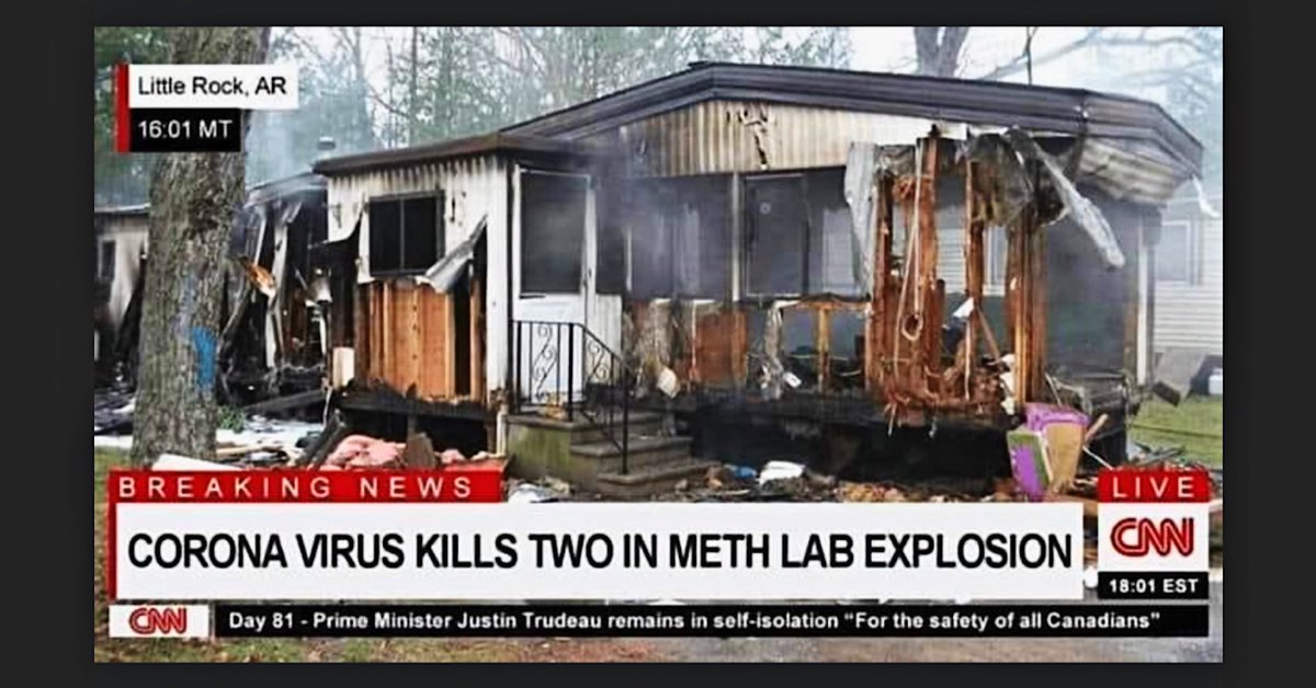 das_krumel's tweet photo. Breaking @CNN : 
#COVID19 Kills two in meth lab explosion. https://t.co/ZhFi1eJIoF