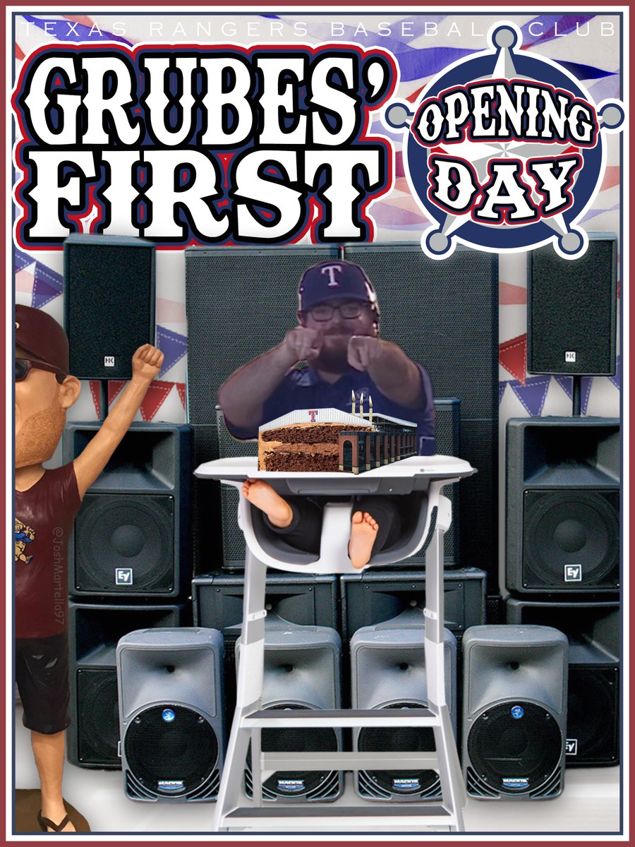 JoshMartella97's tweet photo. It's finally @Rangers #OpeningDay! But more importantly, it's @tweetgrubes' first Opening Day with the club! Is this weird? It's probably a little weird. #TogetherWe https://t.co/NQ6xDFZeu1