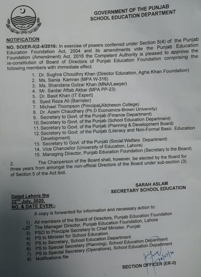 Madam @ShandanaGulzar Congratulations for your selection as Member Board of Directors Punjab Education Foundation. I hope you'll be nominated & elected Chairperson of Punjab Education Foundation. You 'll be a great addition in PEF BOD.