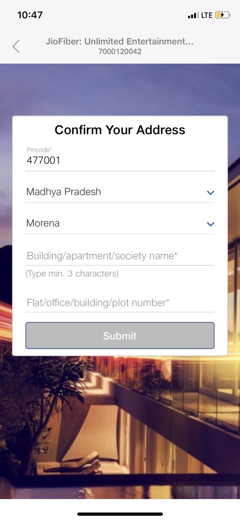 heyfhill's tweet photo. @JioCare @reliancejio 
When you entering the pincodes in jiofiber booking option, it shows same city, Kindly fix the issue #JioFiber #Jio https://t.co/xFaznAbgQG