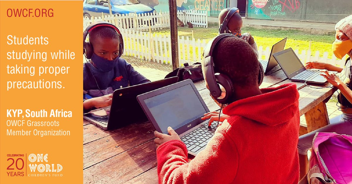 owcf's tweet photo. @KliptownYouthPr, a #OWCF grassroot member org in South Africa is reopening. Safety precautions: wearing face masks are used to protect the students while they learn. KYP is an after school tutoring & personal development program for disadvantaged children https://t.co/80wLmcixUH https://t.co/W7i2Ykvd3i
